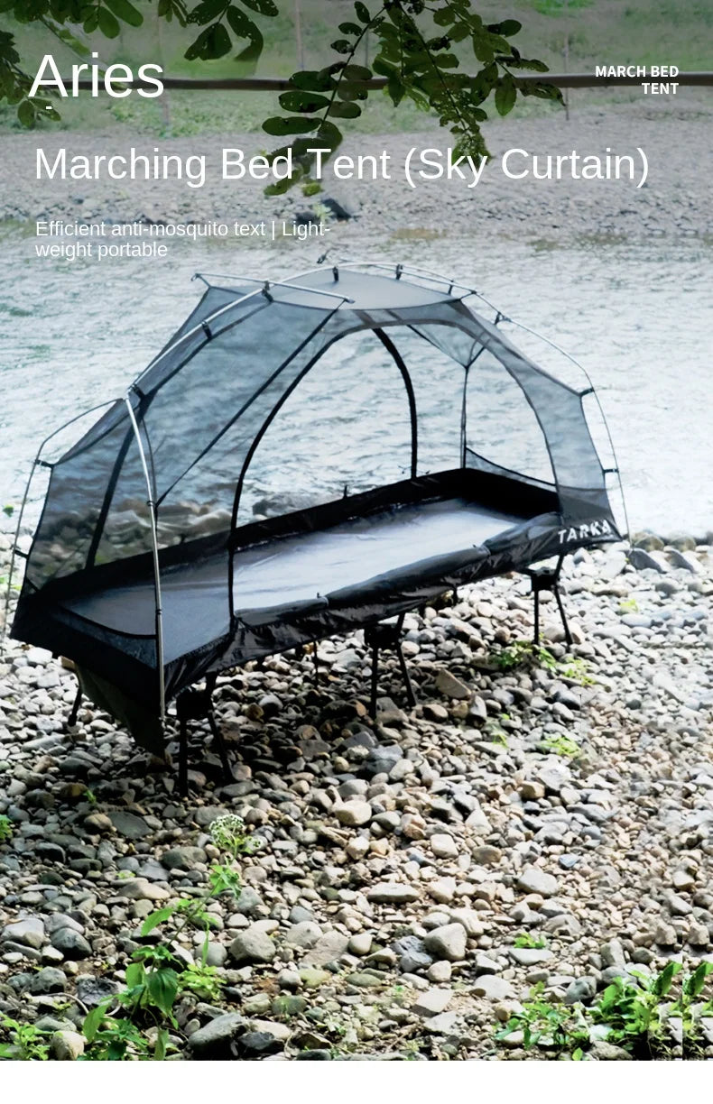 Portable One-Person Inner Tent for Camping Bed Black-4