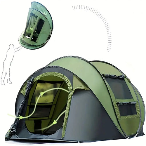 3-4 Person Instant Setup Camping Tent - Quick & Easy Automatic Pop-Up Design-0