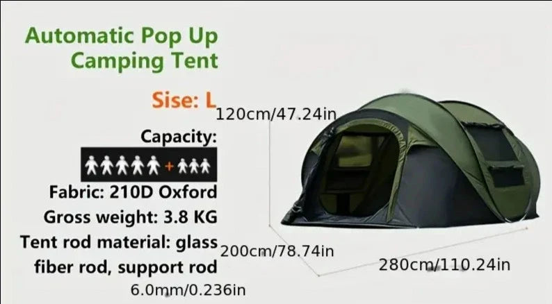 3-4 Person Instant Setup Camping Tent - Quick & Easy Automatic Pop-Up Design-4